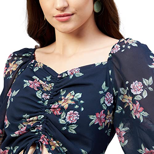 Rare Women Casual Navy Blue Colour Midi Floral Dress - Image 5