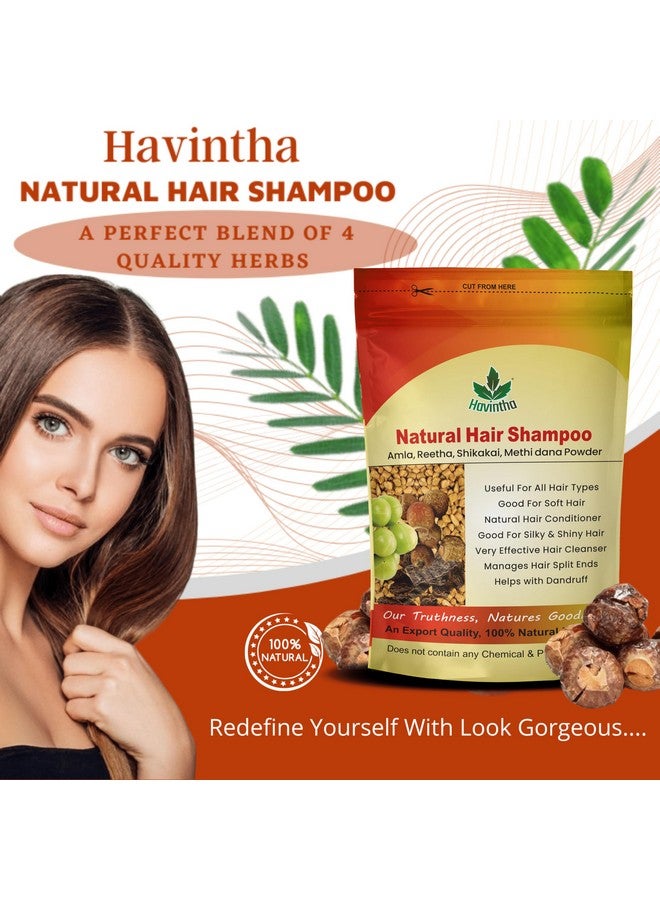 Havintha Natural Hair Shampoo With Herbal Amla Reetha Shikakai And Methi Dana Powder For Men & Women, Totally Organic | Paraben And Sulphate Free Shampoo - 227gm (Pack of 1) - Image 2
