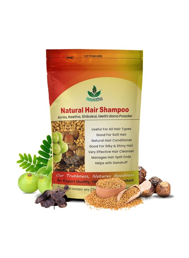 Havintha Natural Hair Shampoo With Herbal Amla Reetha Shikakai And Methi Dana Powder For Men & Women, Totally Organic | Paraben And Sulphate Free Shampoo - 227gm (Pack of 1) - Image 1