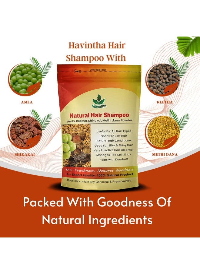 Havintha Natural Hair Shampoo With Herbal Amla Reetha Shikakai And Methi Dana Powder For Men & Women, Totally Organic | Paraben And Sulphate Free Shampoo - 227gm (Pack of 1) - Image 3