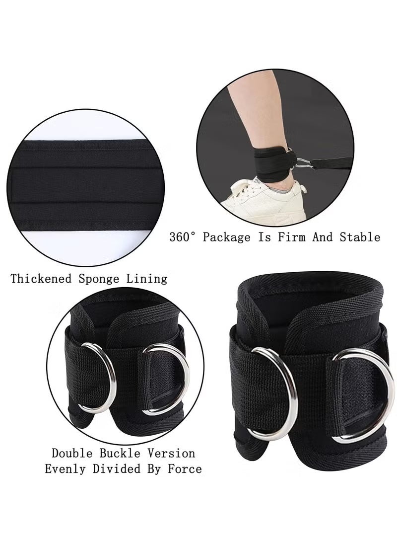 Cuken 1 Pair Adjustable Ankle Straps, for Cable Machine Workout, Leg and Glute Kickback Training, Hip Abduction, Muscle Stretching, Ankle Bands for Men and Women, Black - Image 3