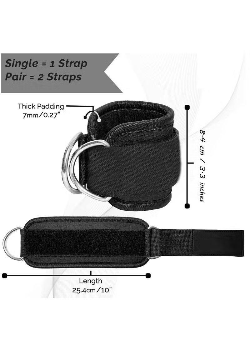 Cuken 1 Pair Adjustable Ankle Straps, for Cable Machine Workout, Leg and Glute Kickback Training, Hip Abduction, Muscle Stretching, Ankle Bands for Men and Women, Black - Image 2