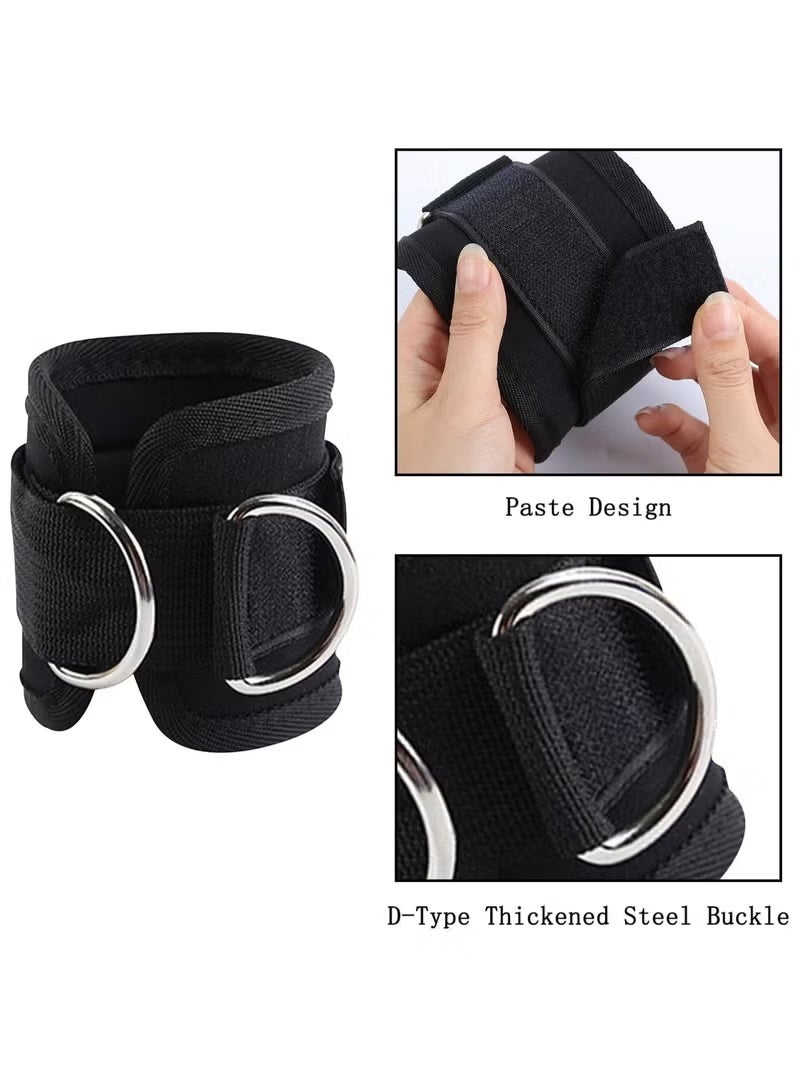 Cuken 1 Pair Adjustable Ankle Straps, for Cable Machine Workout, Leg and Glute Kickback Training, Hip Abduction, Muscle Stretching, Ankle Bands for Men and Women, Black - Image 4