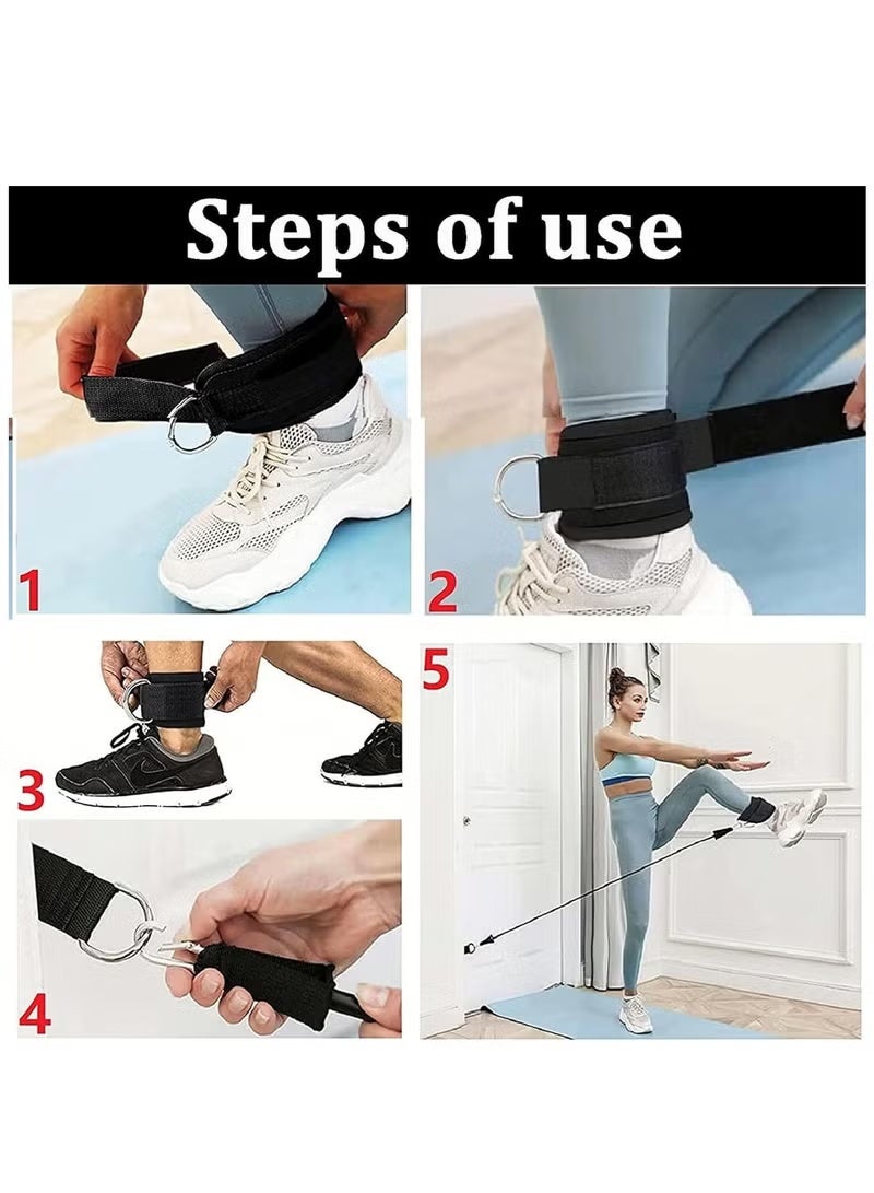 Cuken 1 Pair Adjustable Ankle Straps, for Cable Machine Workout, Leg and Glute Kickback Training, Hip Abduction, Muscle Stretching, Ankle Bands for Men and Women, Black - Image 5