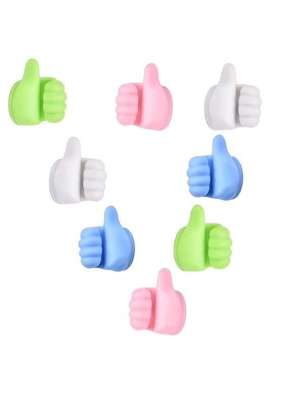 VALAJI ENTERPRISE VALAJI ENTERPRISE Thumb Wall Hook Silicone Wall Hook Multifunction Self Adhesive Cable Clip Creative Thumbs Up Shape Wall Hook Key Hook Wall Hangers for Home Office Bedroom 10pcs Multicolour  - Image 5
