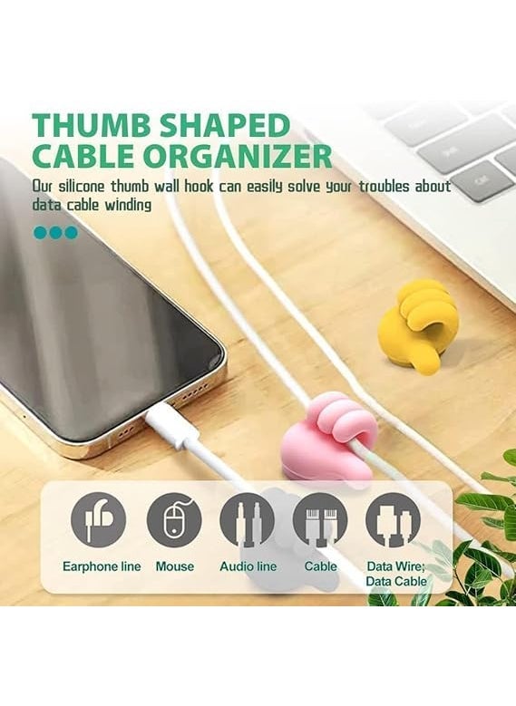 VALAJI ENTERPRISE VALAJI ENTERPRISE Thumb Wall Hook Silicone Wall Hook Multifunction Self Adhesive Cable Clip Creative Thumbs Up Shape Wall Hook Key Hook Wall Hangers for Home Office Bedroom 10pcs Multicolour  - Image 4