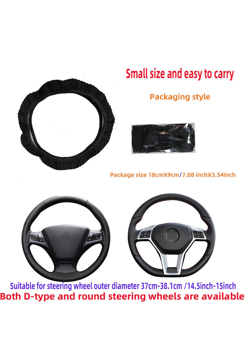 VIUAUAX Car Steering Wheel Cover Ice Silk Stretch Breathable Non-slip Steering Wheel Cover For Easy Installation And Removal Universal Automobile Interior Accessories(Black)  - Image 5