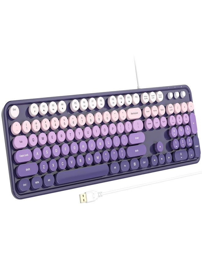 Atelus Computer Keyboard Wired, Plug Play USB Keyboard with Large Number Pad, Caps Indicators, Foldable Stands, Full Size Keyboard for Windows PC Laptop (Purple) - Image 1