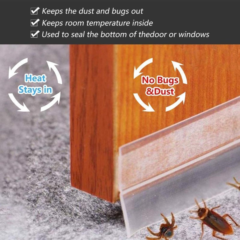 Portible شريط عزل الأبواب والنوافذ القابل للنقل، شريط سيليكون مانع للتسرب، مانع للرياح، مانع للصوت، ذاتي اللصق، مانع للتسرب للفتحات بين الأبواب والنوافذ وزجاج الدش - Image 2
