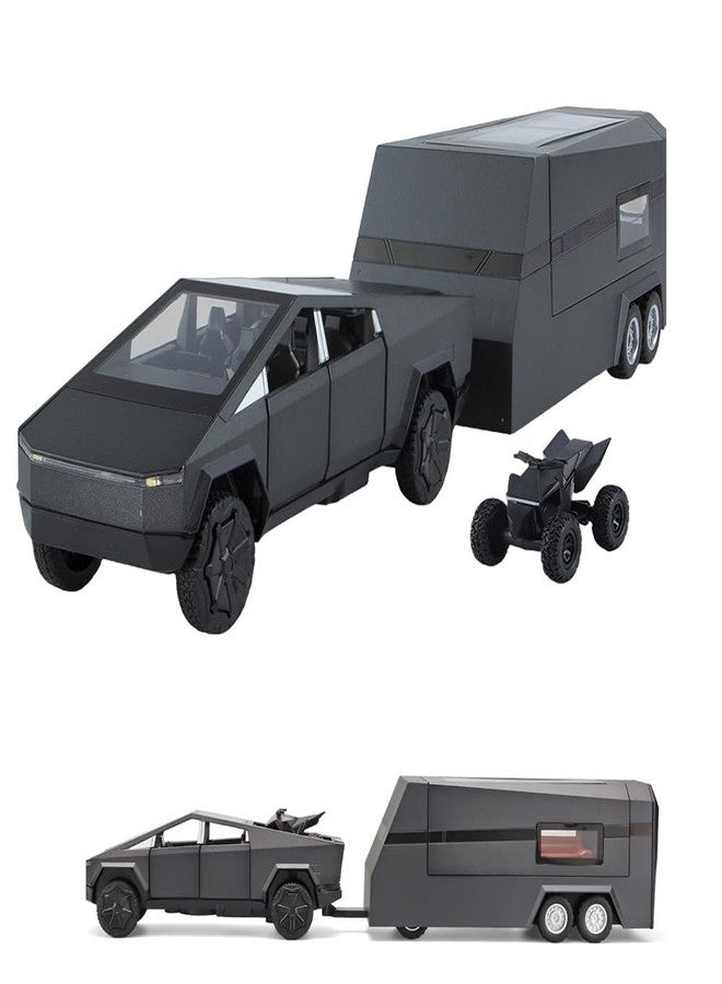 EROCK 1/32 Toy Trucks with RV Motor for Kids Adults Gift, Alloy Metal Pickup Trailer RV Model Toy Truck, Diecast Truck Model Pickup Truck Toy Car with Sound and Light - Image 1