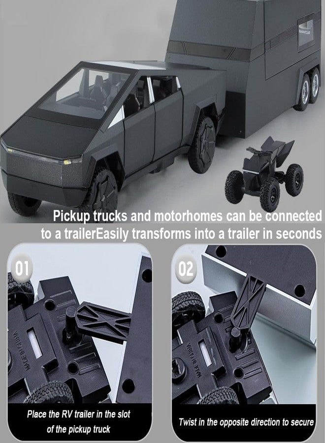 EROCK 1/32 Toy Trucks with RV Motor for Kids Adults Gift, Alloy Metal Pickup Trailer RV Model Toy Truck, Diecast Truck Model Pickup Truck Toy Car with Sound and Light - Image 5