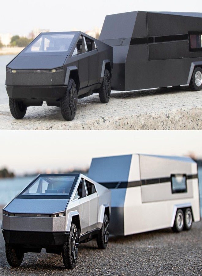 EROCK 1/32 Toy Trucks with RV Motor for Kids Adults Gift, Alloy Metal Pickup Trailer RV Model Toy Truck, Diecast Truck Model Pickup Truck Toy Car with Sound and Light - Image 3