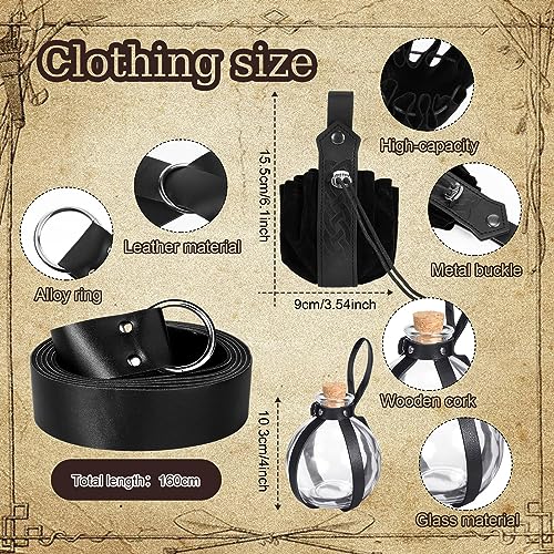 Toulite 6 Pcs Halloween Pirate Costume Women Medieval Dress Renaissance Outfit Pirate Shirt Skirt Corset Belt Bottle(XXL) - Image 5