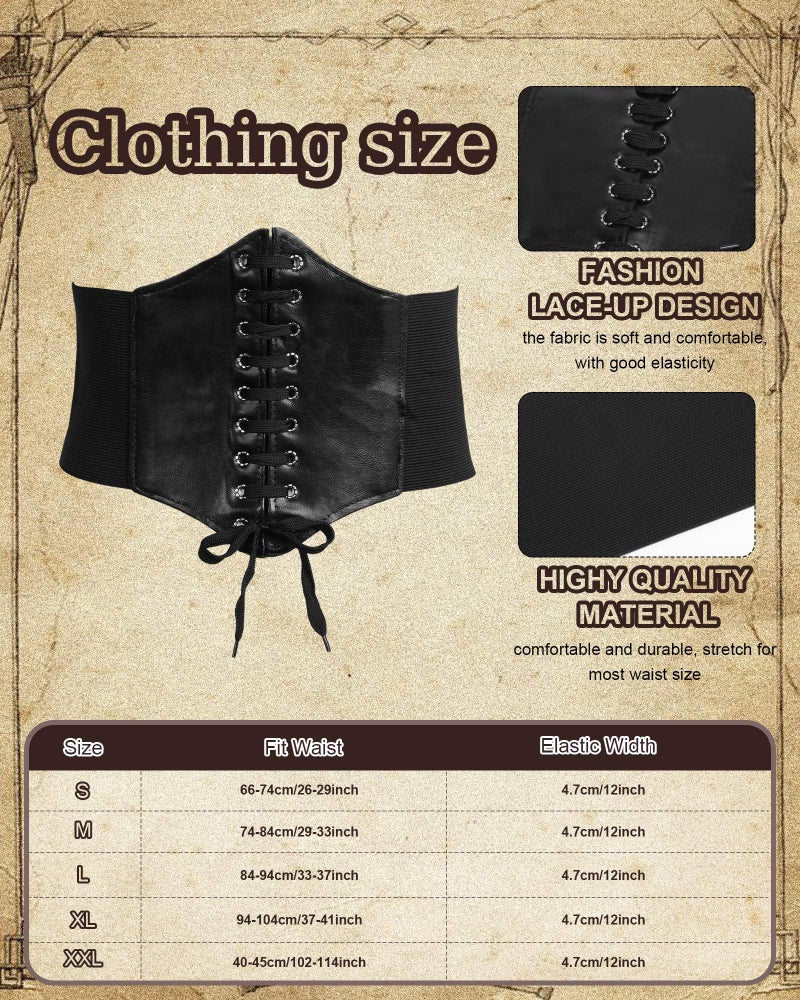 Toulite 6 Pcs Halloween Pirate Costume Women Medieval Dress Renaissance Outfit Pirate Shirt Skirt Corset Belt Bottle(XXL) - Image 4