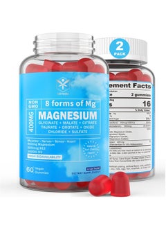 Magnesium Gummies 400mg | as 8 Forms of Magnesium Glycinate, Malate, Citrate, Taurate, Oxide, and More | with Ashwagandha Extract, D3 & B12 Supports for Calm, Zzz, Mood, Muscle Cramp - Vegan 120 Cts
