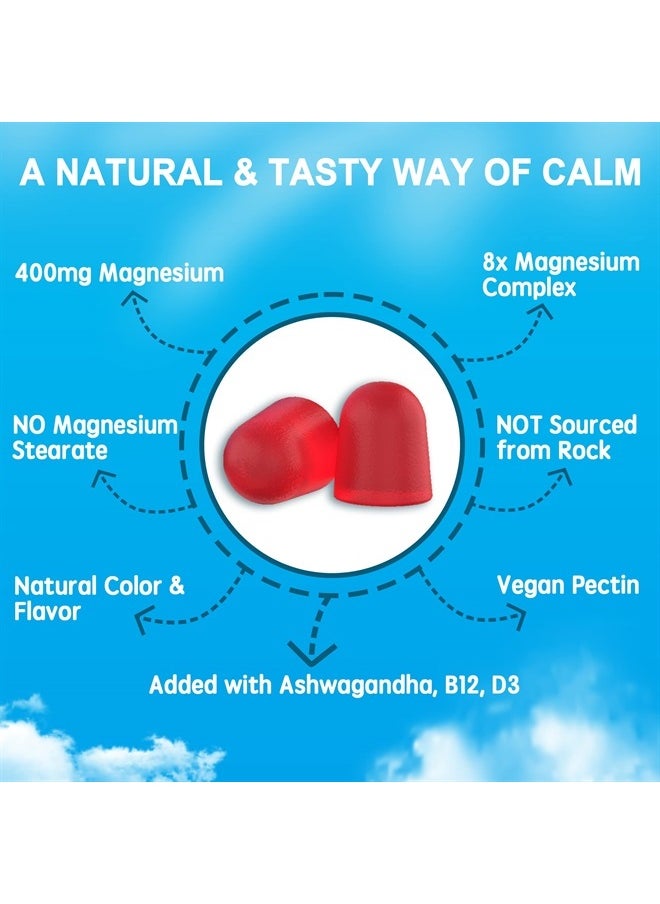 EnvyCure - Magnesium Gummies 400mg | as 8 Forms of Magnesium Glycinate, Malate, Citrate, Taurate, Oxide, and More | with Ashwagandha Extract, D3 & B12 Supports for Calm, Zzz, Mood, Muscle Cramp - Vegan 120 Cts - Image 1
