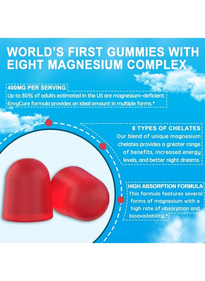 EnvyCure - Magnesium Gummies 400mg | as 8 Forms of Magnesium Glycinate, Malate, Citrate, Taurate, Oxide, and More | with Ashwagandha Extract, D3 & B12 Supports for Calm, Zzz, Mood, Muscle Cramp - Vegan 120 Cts - Image 1