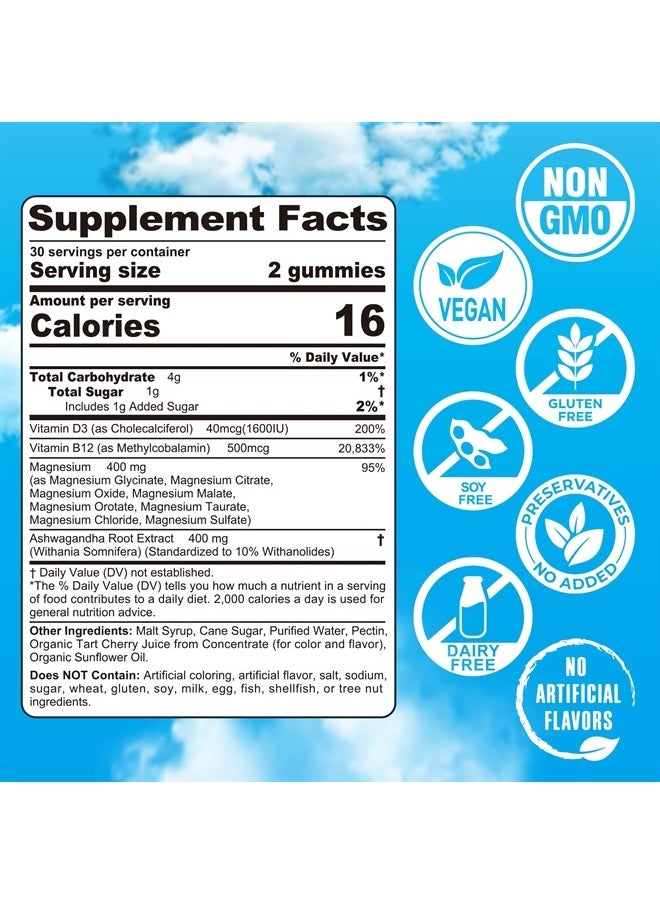 EnvyCure - Magnesium Gummies 400mg | as 8 Forms of Magnesium Glycinate, Malate, Citrate, Taurate, Oxide, and More | with Ashwagandha Extract, D3 & B12 Supports for Calm, Zzz, Mood, Muscle Cramp - Vegan 120 Cts - Image 1