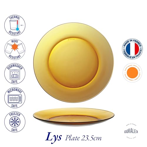 Duralex® LYS Amber Glass Plate 9.25 inch, Set of 6 Glass Plates | Microwave & Dishwasher Safe | for Dinning & Gifting| Ultra Scratch Resistant Tempered Glass - Image 4