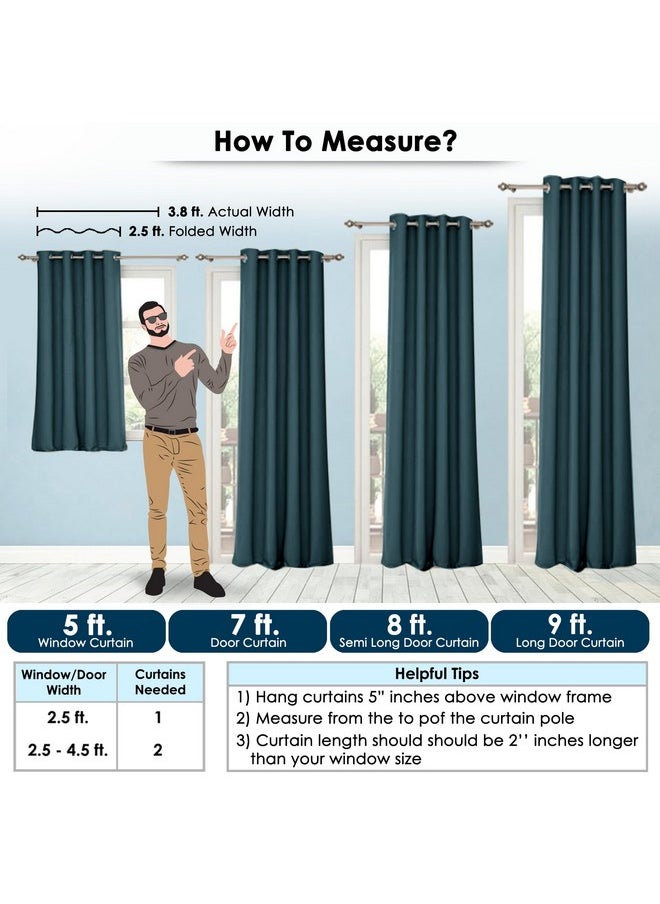 Story@Home Story@Home Blackout Long Door Curtains 9 Feet Set of 2 | Solid Design | Thermal Insulated Curtains | Room Darkening | Curtain for Living Room (116 x 275 cm, Dark Teal Blue) | Perfect for Home Decor  - Image 2