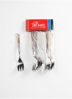 Hic 12 Pieces Stainless Steel Dessert Fork With Gold  - Image 2