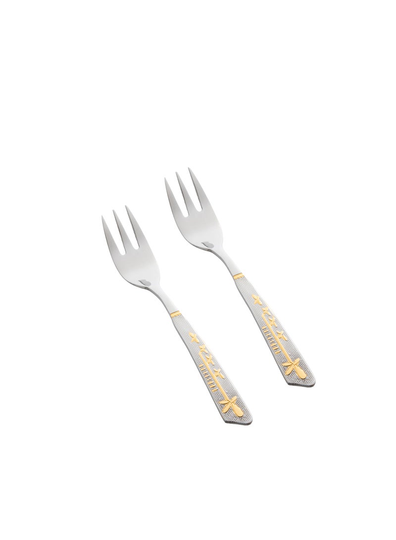 هيك طقم شوكة حلا ستانلس ستيل مع ذهبي 12 قطعة - Image 4