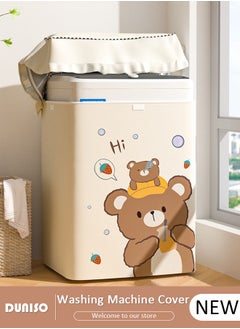 DUNISO Washing Washer and Dryer Covers,Top Load Washing Machine Cover Laundry Dryer Protect Cover,Strawberry Bear Pattern Automatic Wave Washing Machine Cover,Zipper Oxford Cloth Cover,Waterproof Sun-resistant Dust Cover for Most 8.5-12kg  Washing Machine,Size XL  - Image 1