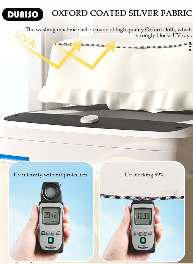DUNISO Washing Washer and Dryer Covers,Top Load Washing Machine Cover Laundry Dryer Protect Cover,Strawberry Bear Pattern Automatic Wave Washing Machine Cover,Zipper Oxford Cloth Cover,Waterproof Sun-resistant Dust Cover for Most 8.5-12kg  Washing Machine,Size XL  - Image 2