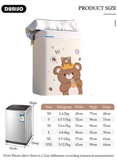 DUNISO Washing Washer and Dryer Covers,Top Load Washing Machine Cover Laundry Dryer Protect Cover,Strawberry Bear Pattern Automatic Wave Washing Machine Cover,Zipper Oxford Cloth Cover,Waterproof Sun-resistant Dust Cover for Most 8.5-12kg  Washing Machine,Size XL  - Image 4