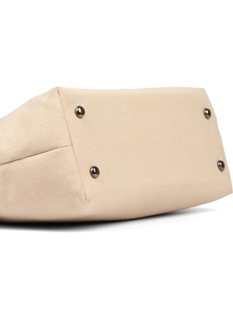 باهلس Women's Coffee Detailed Canvas Portfolio & Clutch Bag