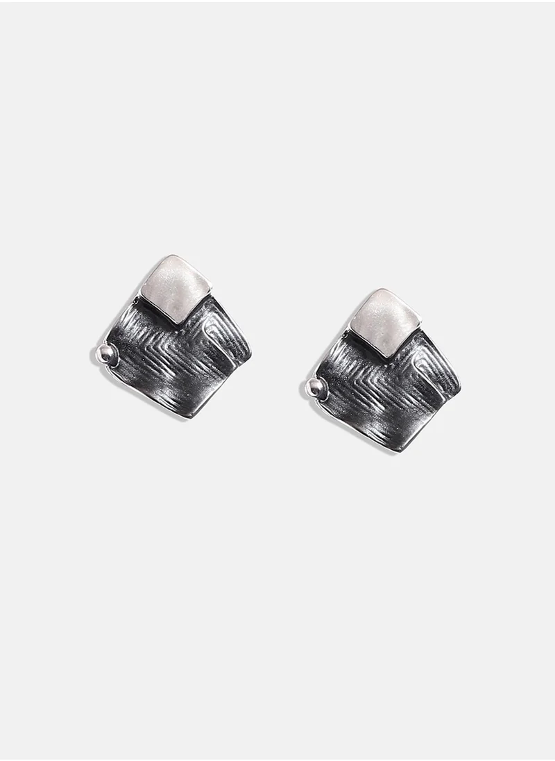 SOHI Black & Textured Square Jewellery Set