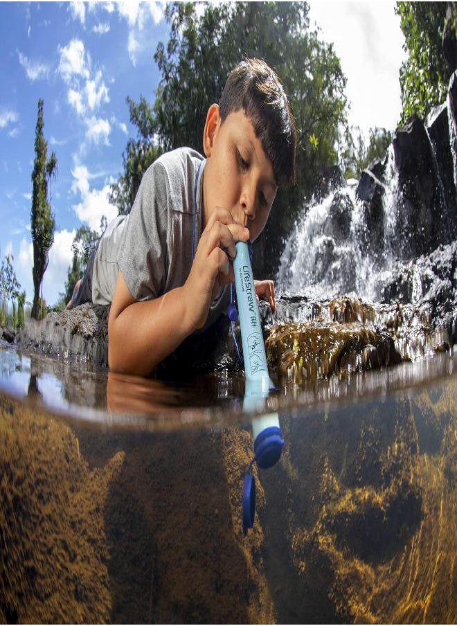 LifeStraw - Personal Water Filter For Hiking, Camping, Travel, And Emergency Preparedness, 2 Pack, Blue - Image 1