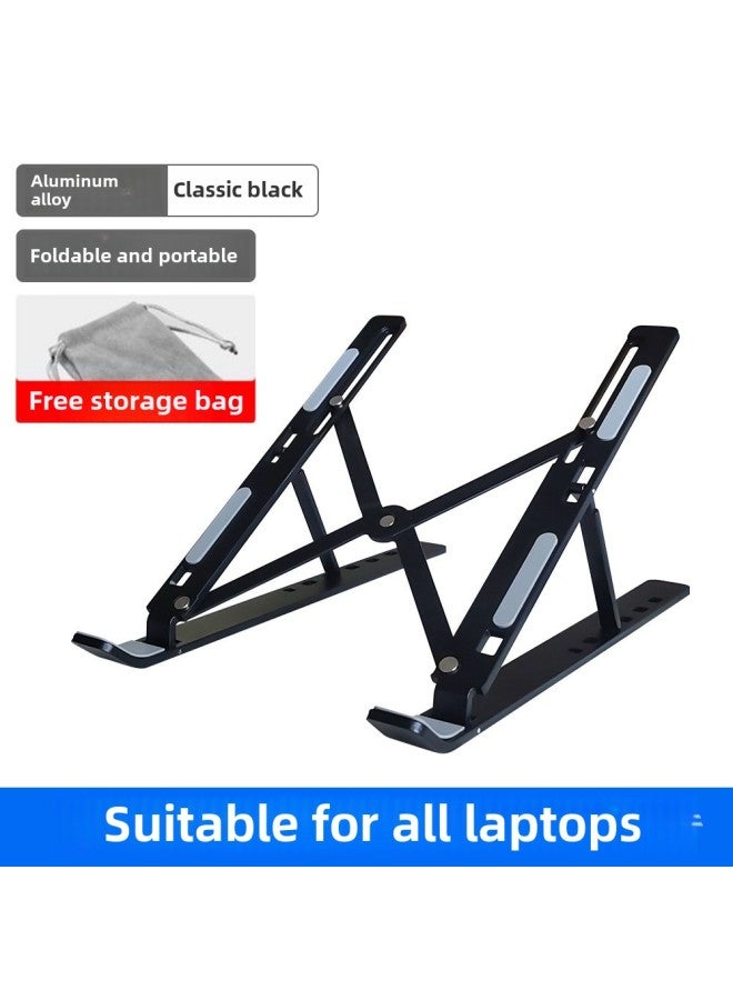 Laptop Bracket Double-layer Desktop Aluminum Alloy Metal Bracket Folding Heat Dissipation Lifting Flat Bracket-Color:N3 Aluminum Alloy 16inch Quality Model-black - Image 1