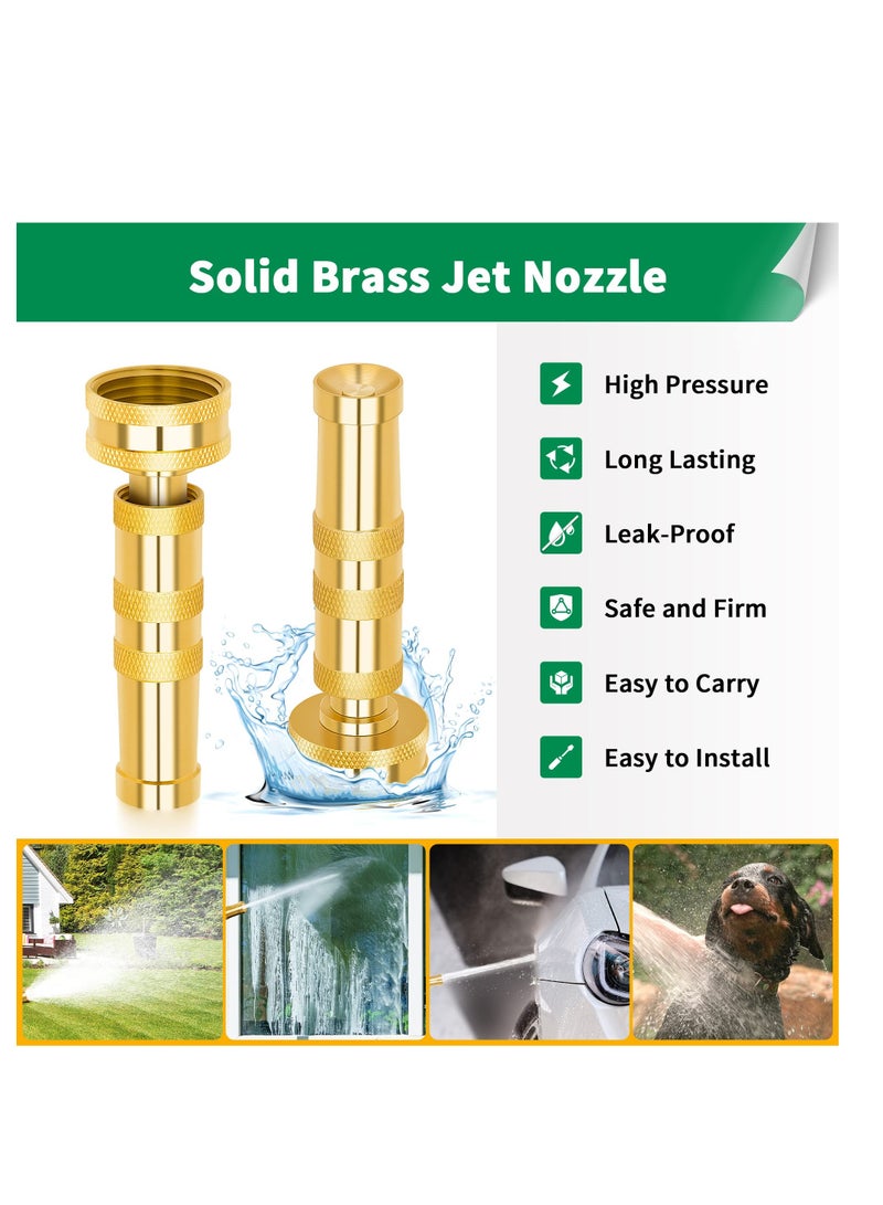 فوهة خرطوم نحاسية، فوهات ضغط عالي 2 قطعة، رشاش قوي لخرطوم الحدائق، مسدس رش قابل للتعديل، فوهة خرطوم ماء بخاصية التدوير الصلب للباحات، العشب، غسيل السيارات، مع 6 حلقات مطاطية إضافية - Image 3
