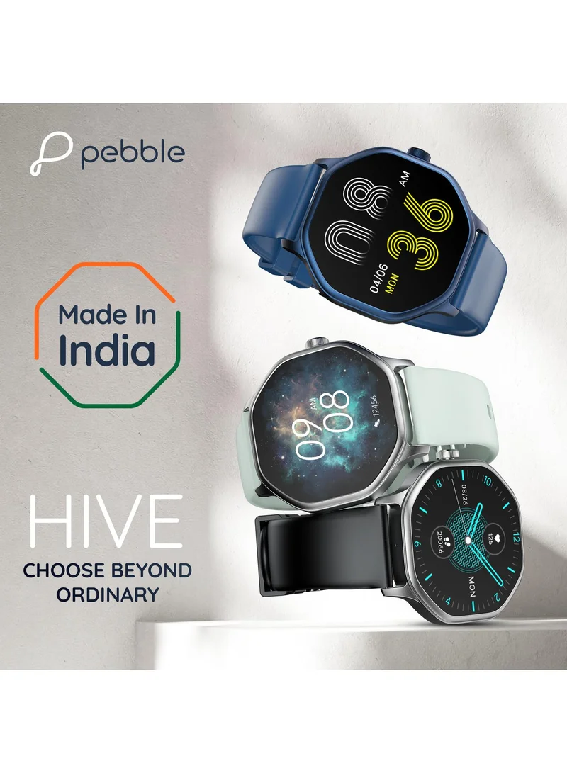 Pebble Hive 1.39" HD Display, BT Calling, Health Suite, Multiple Watch Faces, Full Touch Screen, Multi Sports Modes, Sleep Monitoring, Alarm & Notification, DIY Watch Faces, In-Build Games, World Clock