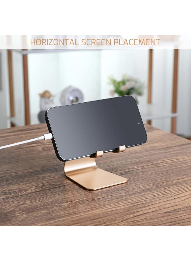 Tofun Gold Foldable Aluminum Alloy Cell Phone Holder,Tabletop Metal Phone Stand with Adjustable Angle by Swivel Axis,Smartphone Cradle - Image 5