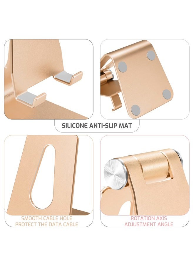 Tofun Gold Foldable Aluminum Alloy Cell Phone Holder,Tabletop Metal Phone Stand with Adjustable Angle by Swivel Axis,Smartphone Cradle - Image 4