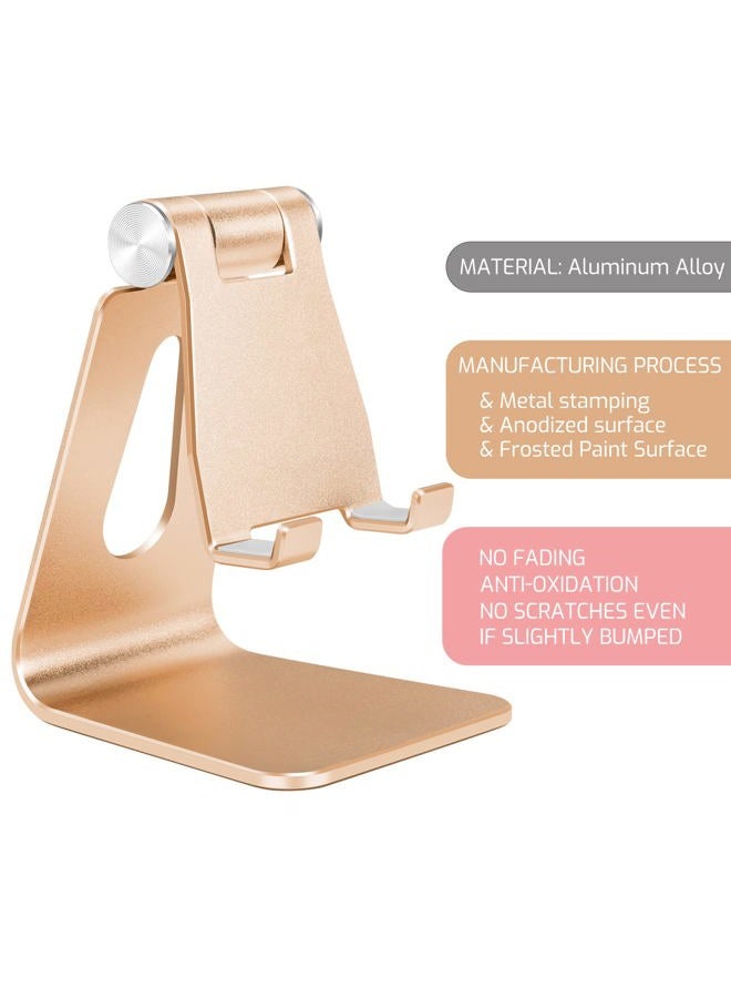 Tofun Gold Foldable Aluminum Alloy Cell Phone Holder,Tabletop Metal Phone Stand with Adjustable Angle by Swivel Axis,Smartphone Cradle - Image 3