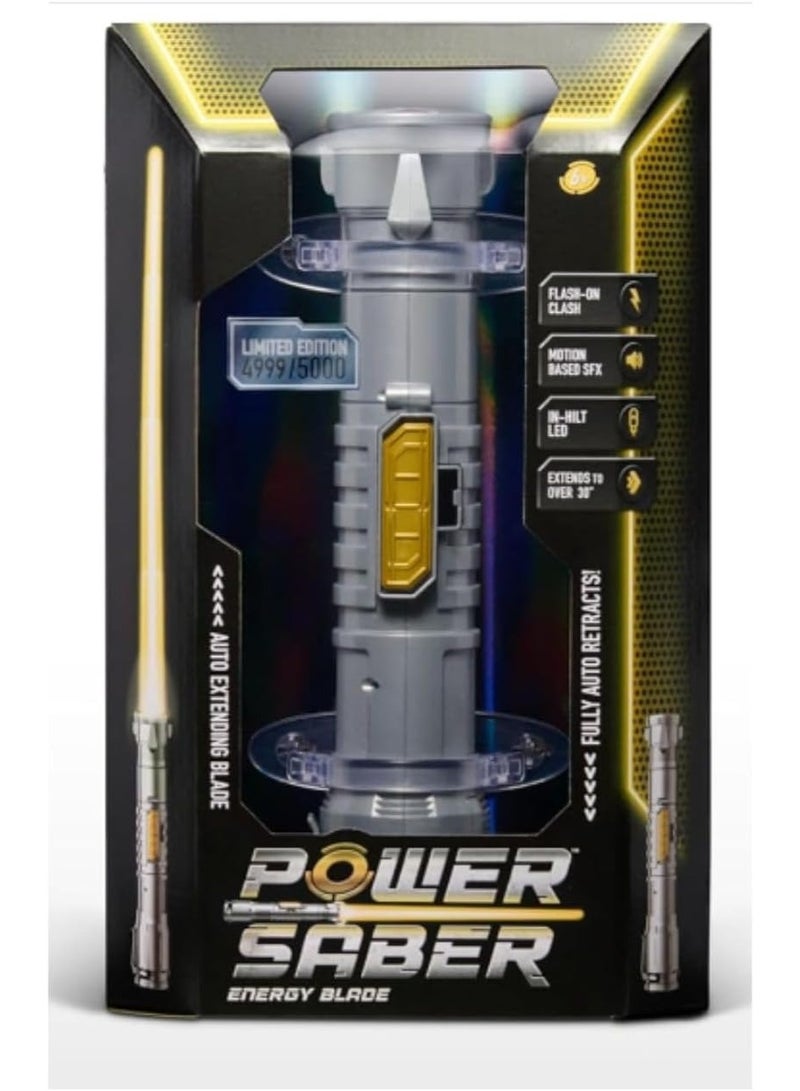 Goliath Power Saber Energy Blade Electronic Toy (Yellow) | Auto Extending Light-Up Sword with Motion SFX & Flash-on Clash | Fully Retractable, Role Play Costume Accessory for Kids 6+ - Image 1