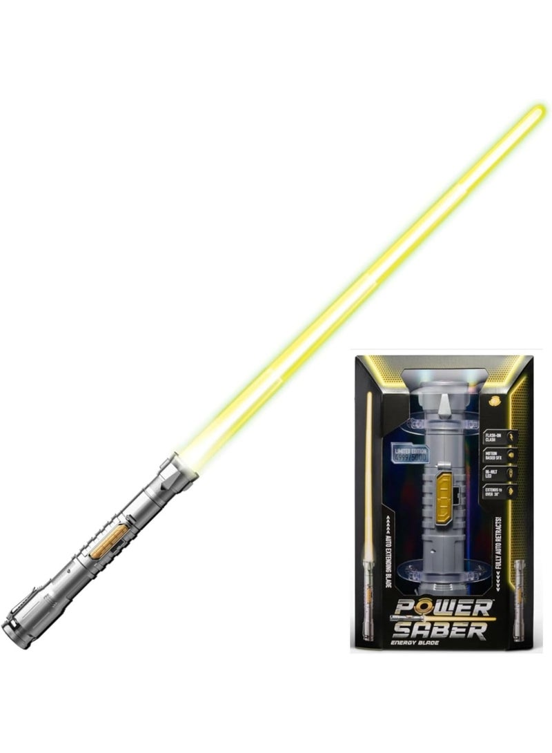 Goliath Power Saber Energy Blade Electronic Toy (Yellow) | Auto Extending Light-Up Sword with Motion SFX & Flash-on Clash | Fully Retractable, Role Play Costume Accessory for Kids 6+ - Image 2
