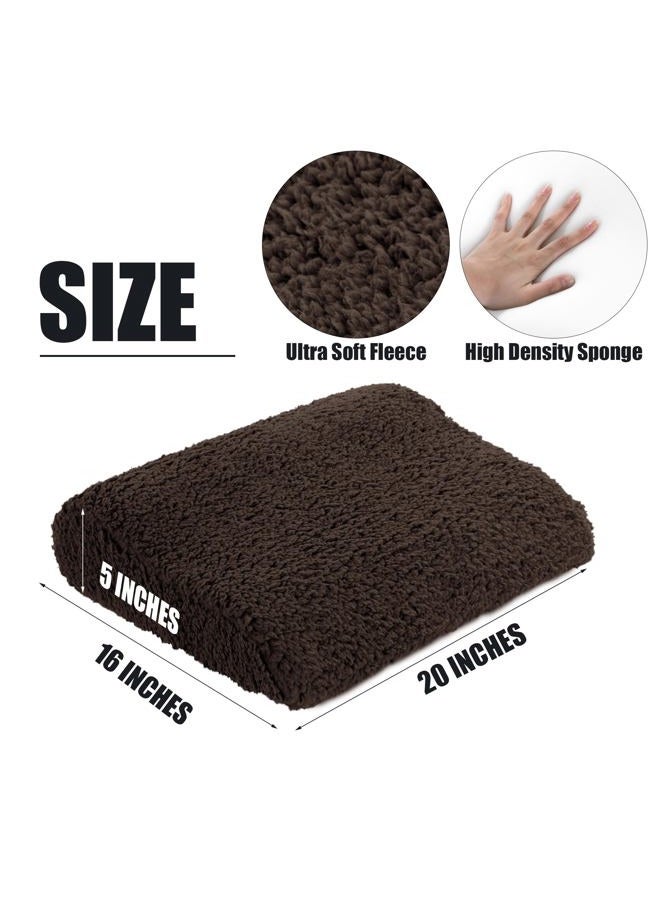 HOMBYS Extra Large Recliner Leg Pillow, Sherpa Memory Foam Foot Rest for Sleeping Rest, Wave Shape Recliner Cushion, Multipurpose Footrest Extender, Back & Lumbar Pillow for Recliner Bed, Coffee Color - Image 2