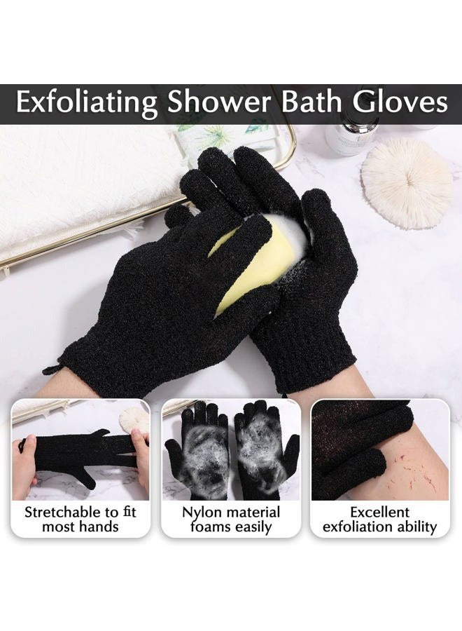 Anezus Exfoliating Back Scrubber Bath Gloves Set, Shower Towel With For Body Scrub, Cleaner Wash To Remove Dead Skin (Black) - Image 3