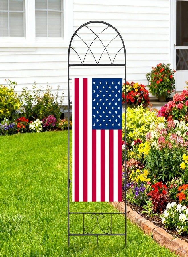 ESTTOP 1PC Metal Grid Type Garden Flag Holder Stand Fits Max 45 * 16 Inch Flag,Yard Flag Pole Stake for Outside, Decorative Outside House Garden Yard Lawn - Image 2