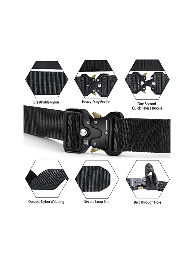 MOZETO Tactical Belts for Men Military Style Work Hiking Riggers Web Gun Belt with Heavy Duty Quick Release Metal Buckle - Image 2