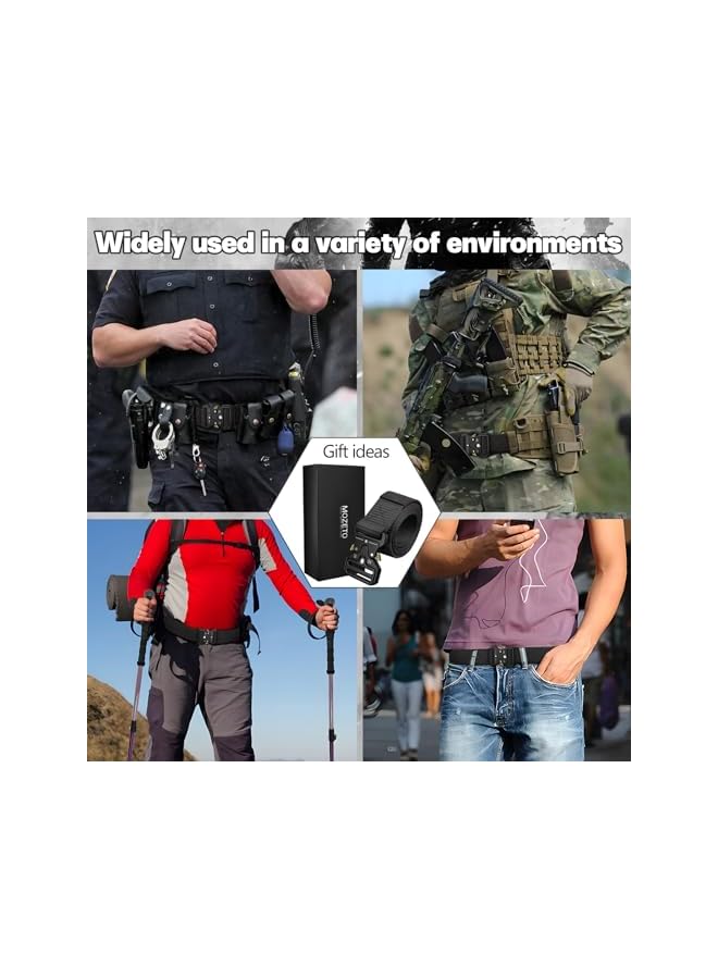 MOZETO Tactical Belts for Men Military Style Work Hiking Riggers Web Gun Belt with Heavy Duty Quick Release Metal Buckle - Image 3