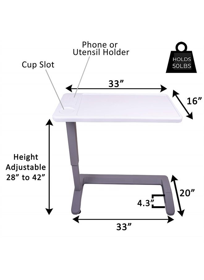 careX - Overbed Table and Hospital Bed Table - Table With Wheels - Over The Bed Table For Home Use and Hospital, Bedside Table With Wheels, Over Bed Desk, Over Bed Table With Wheels - Image 1