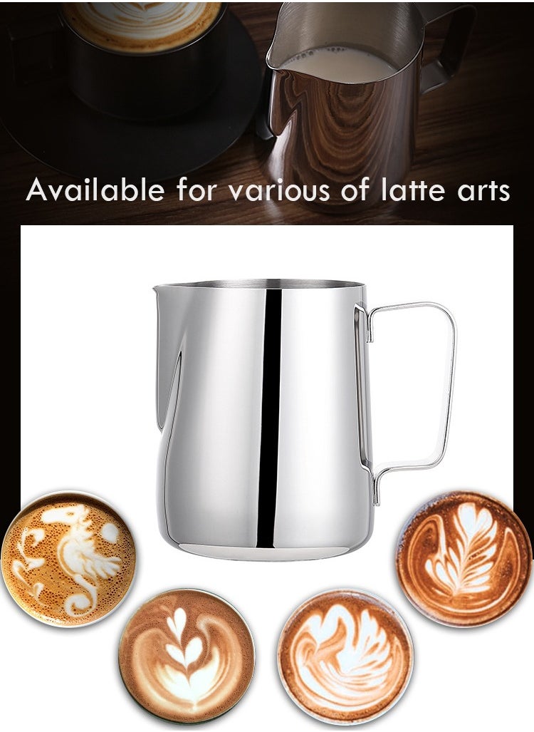 Generic - Milk Frothing Pitcher 350ml Stainless Steel Coffee Cup with Measuring Scale, For Frothing and Steaming Milk, Espresso Steaming Pitcher Silver - Image 1