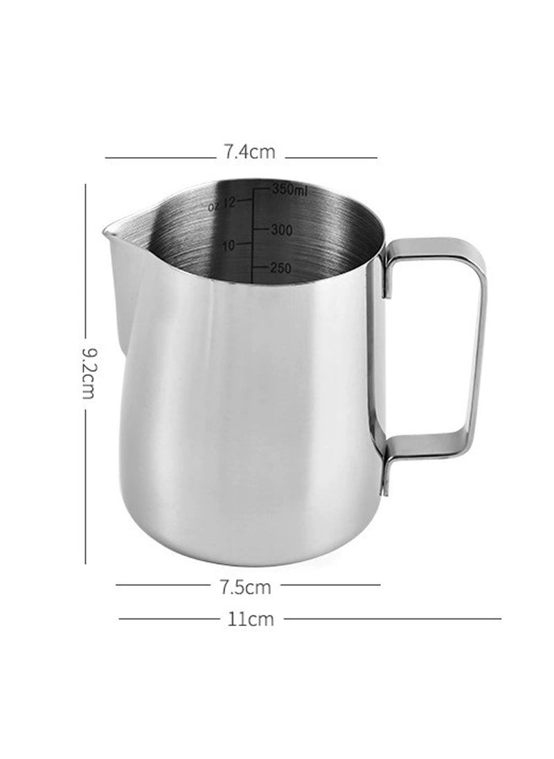 Generic - Milk Frothing Pitcher 350ml Stainless Steel Coffee Cup with Measuring Scale, For Frothing and Steaming Milk, Espresso Steaming Pitcher Silver - Image 1