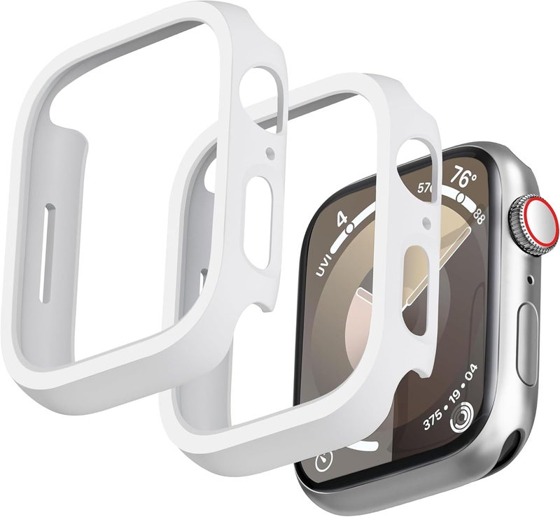 2 Pack [NO Screen Protector] Bumper Case for Apple Watch Series 9/8/7 41mm, Slim Thin Shockproof Bumper Cover, Hard PC Protective Frame All-Around Edge for iWatch 41mm Accessories, White - Image 1