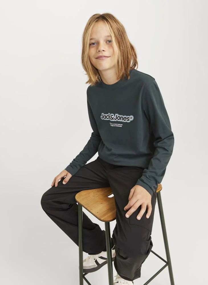 Jack & Jones Junior Kids Logo Print Crew Neck T-Shirt